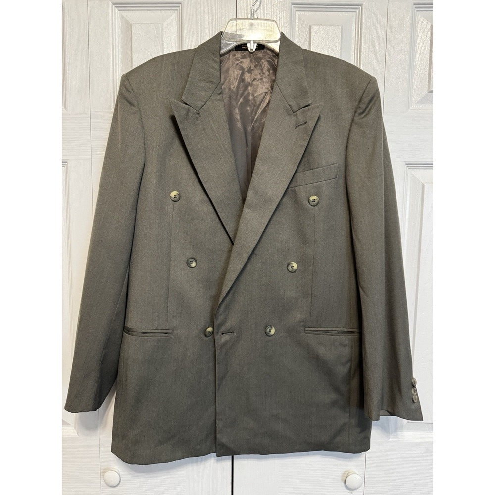 ZYLOS GEORGE MACHADO - MEN'S Gray 100% WOOL DOUBLE-BREASTED - SIZE 40L - Picture 1 of 16